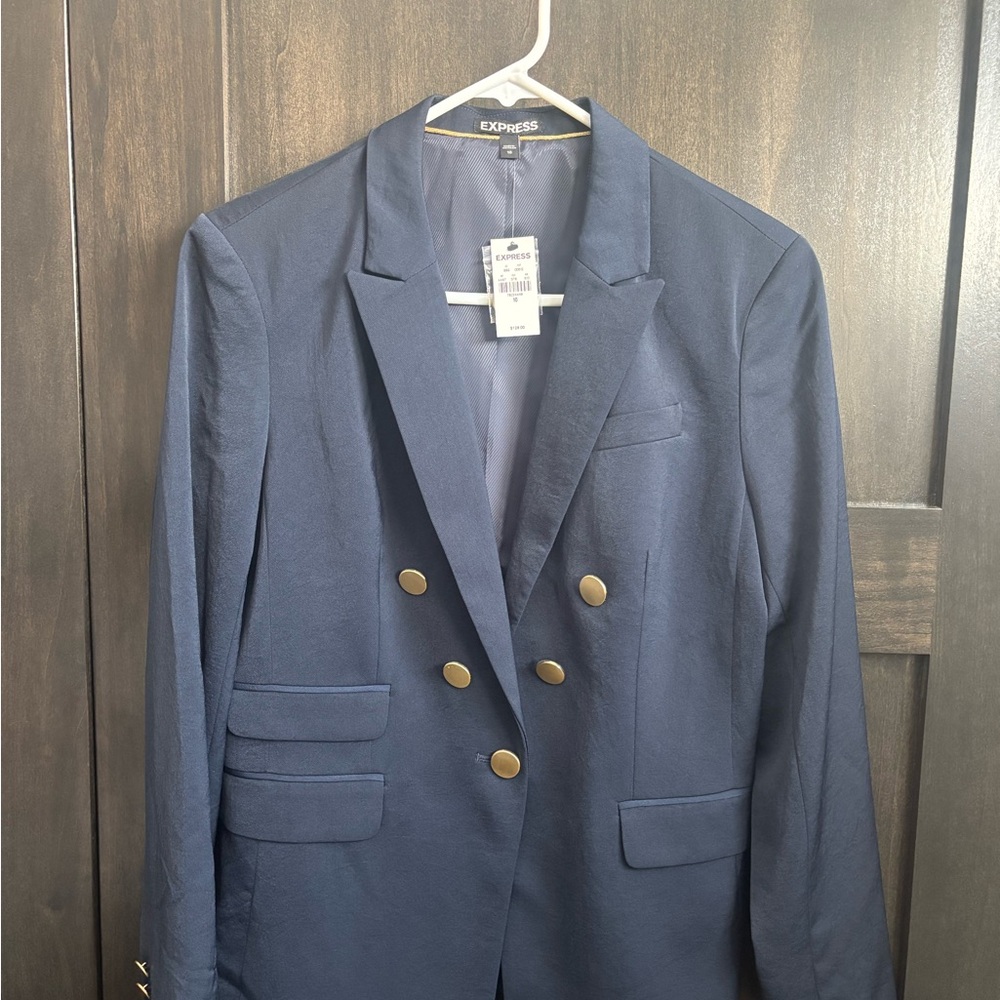 Express Dark Blue Blazer with Gold Accents